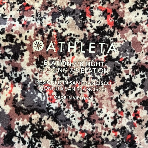 Athleta Elation 7/8 Tight Leggings - Multicolored Paint Splatter Pattern Large - Picture 6 of 12